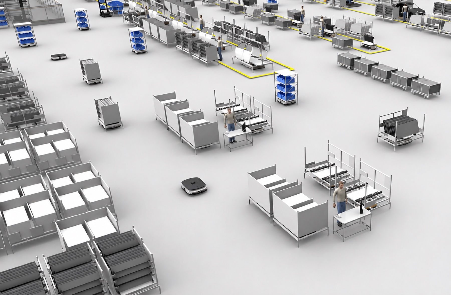 Simulación de flujo de fábrica